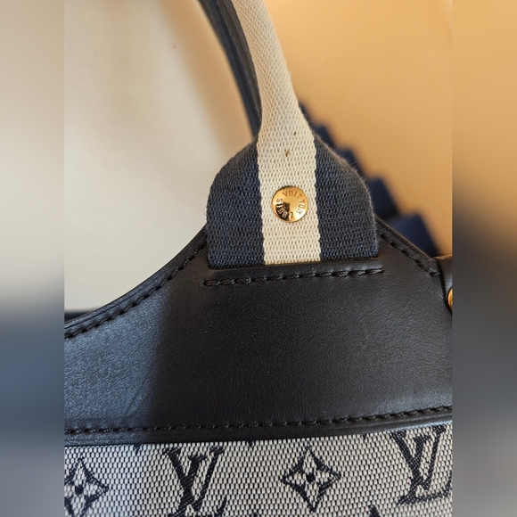 Louis Vuitton Gray and Blue Mini Monogram Tote with Gold Hardware - Picture 7 of 13